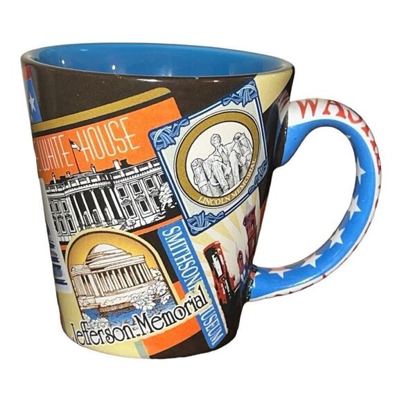 Washington DC Iconic Buildings & Landmarks Ceramic Souvenir Coffee Mug 12 fl oz - Picture 1 of 4